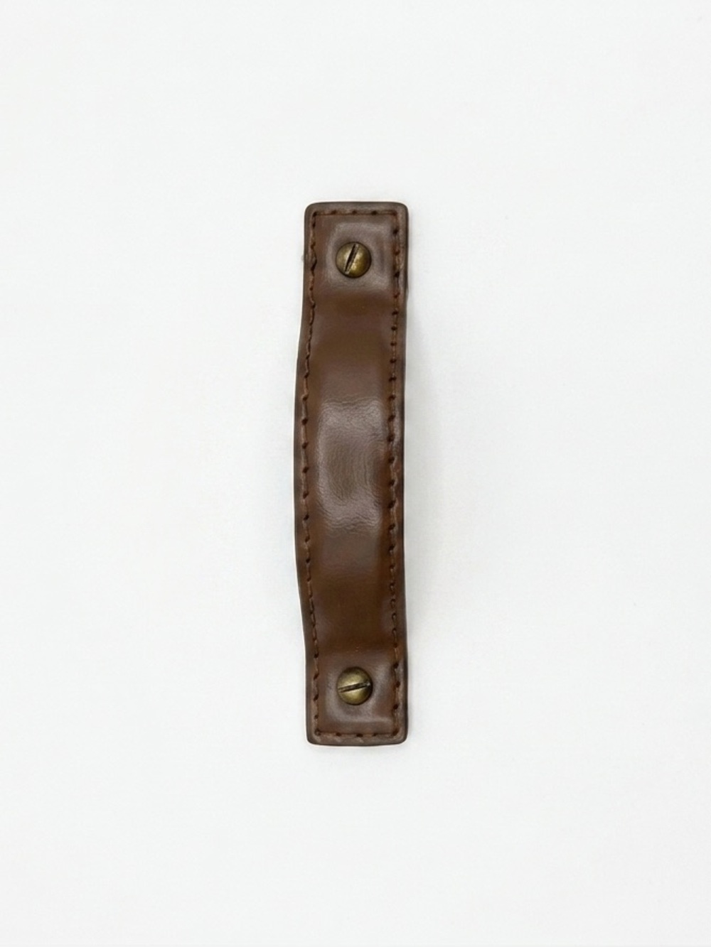 NWOT Anthropologie Saddle Stitch Leather Handle Brown Iron Brass Pull